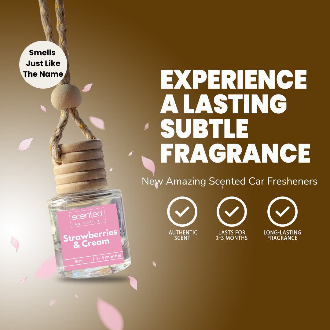 Strawberries & Cream-Car Diffuser-Scented by Carine Car Air Freshener Diffuser