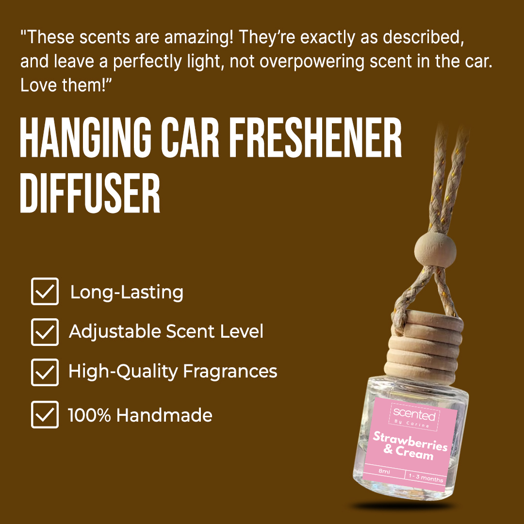 Strawberries & Cream-Car Diffuser-Scented by Carine Car Air Freshener Diffuser